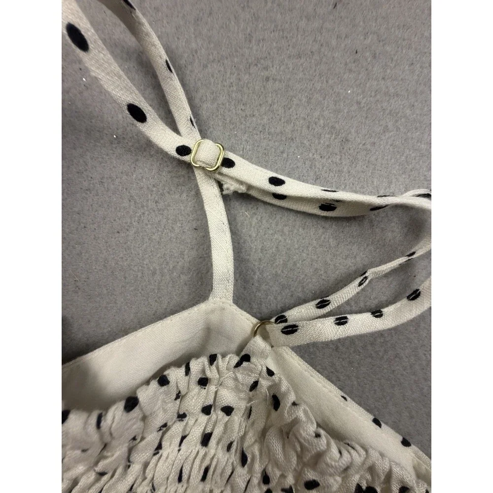 kate spade new york Polka Dot Smocked Square Neck Cami TankWomen's S Linen Rayon